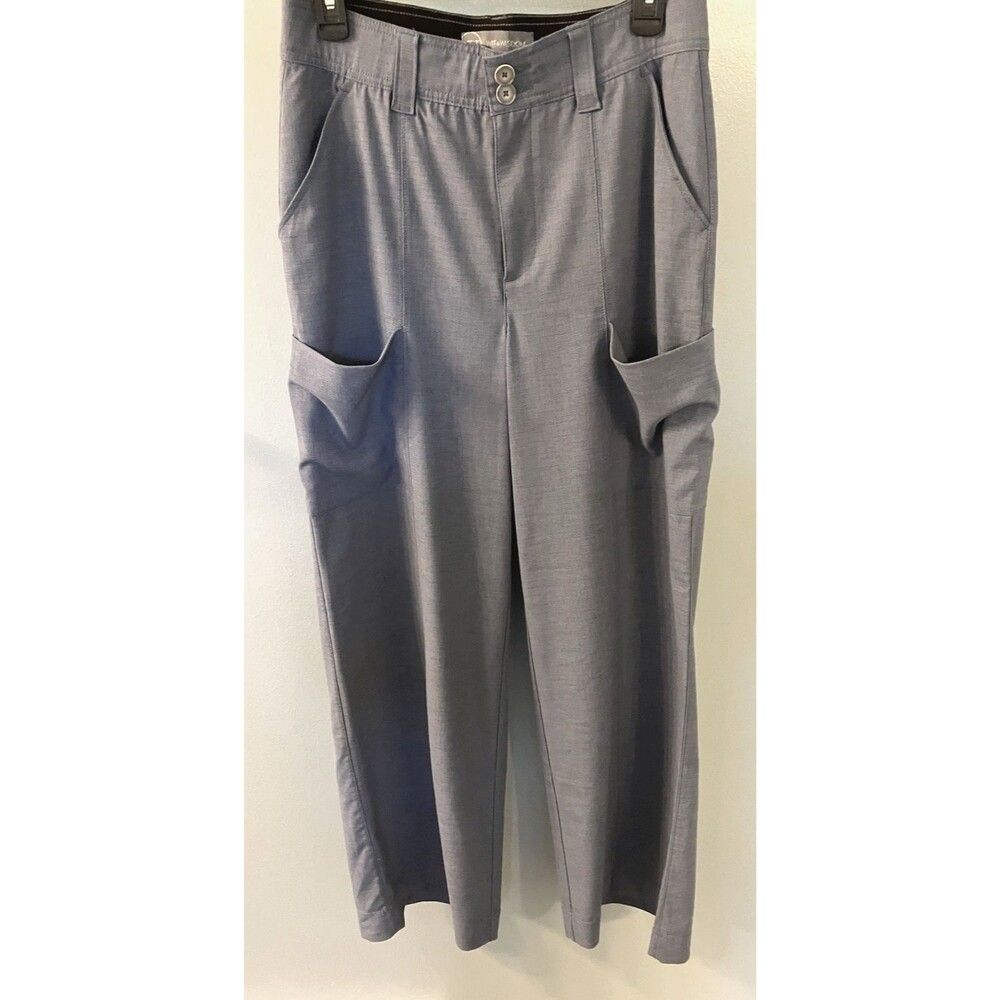 Wit & Wisdom Womens Hi Waist Wide Leg Blue Cargo Pants Size 8